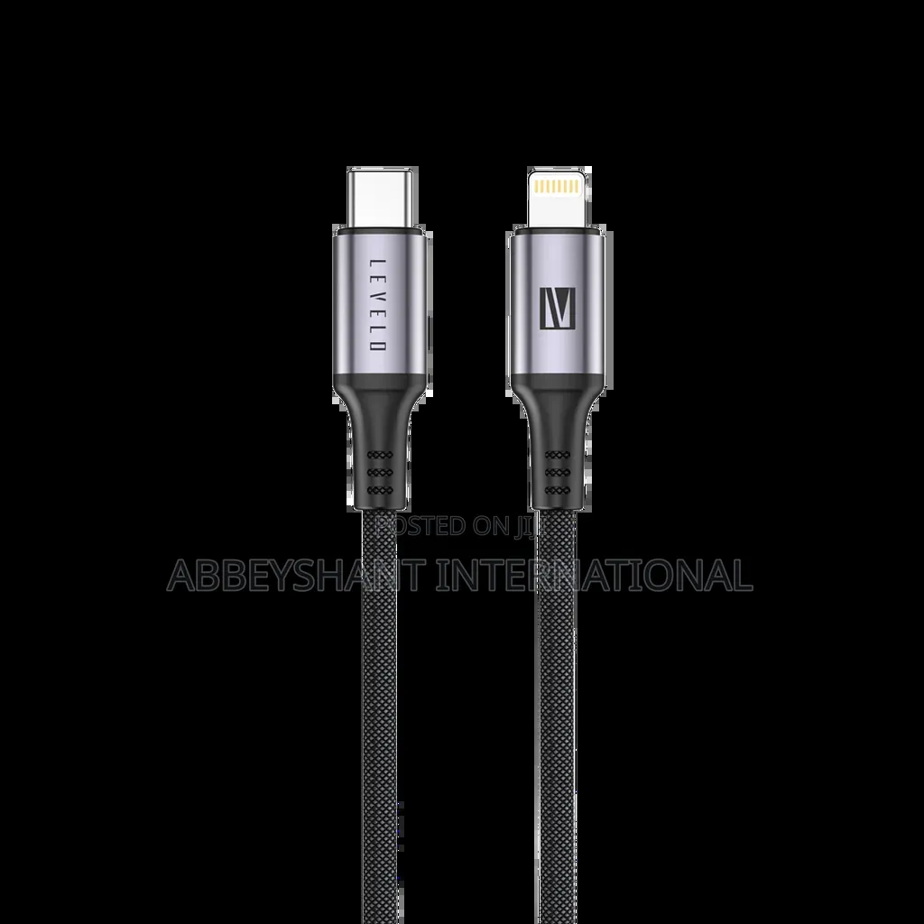 Levelo Auge Type-C to Lightning 1m Braided Charging Cables.
