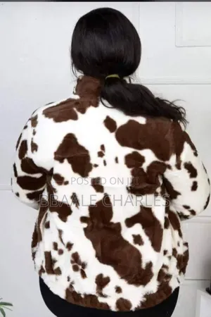 Cow Print Faux Fur Jacket