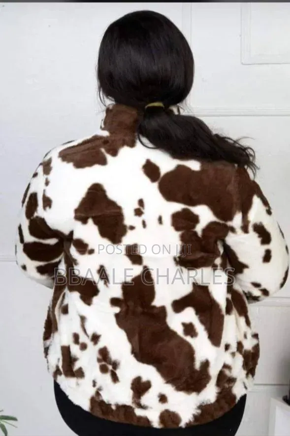Cow Print Faux Fur Jacket