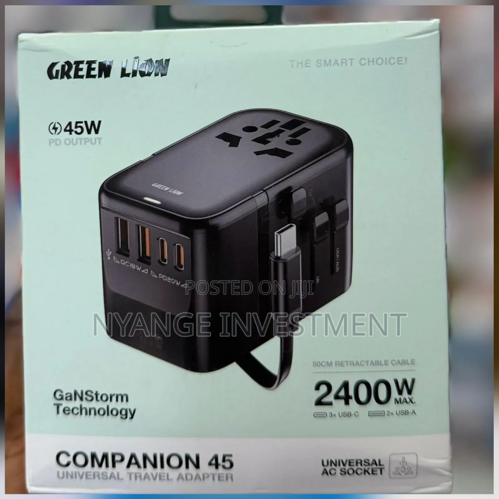Green Lion Companion 45 Universal Travel Adapter for Laptop and Phones
