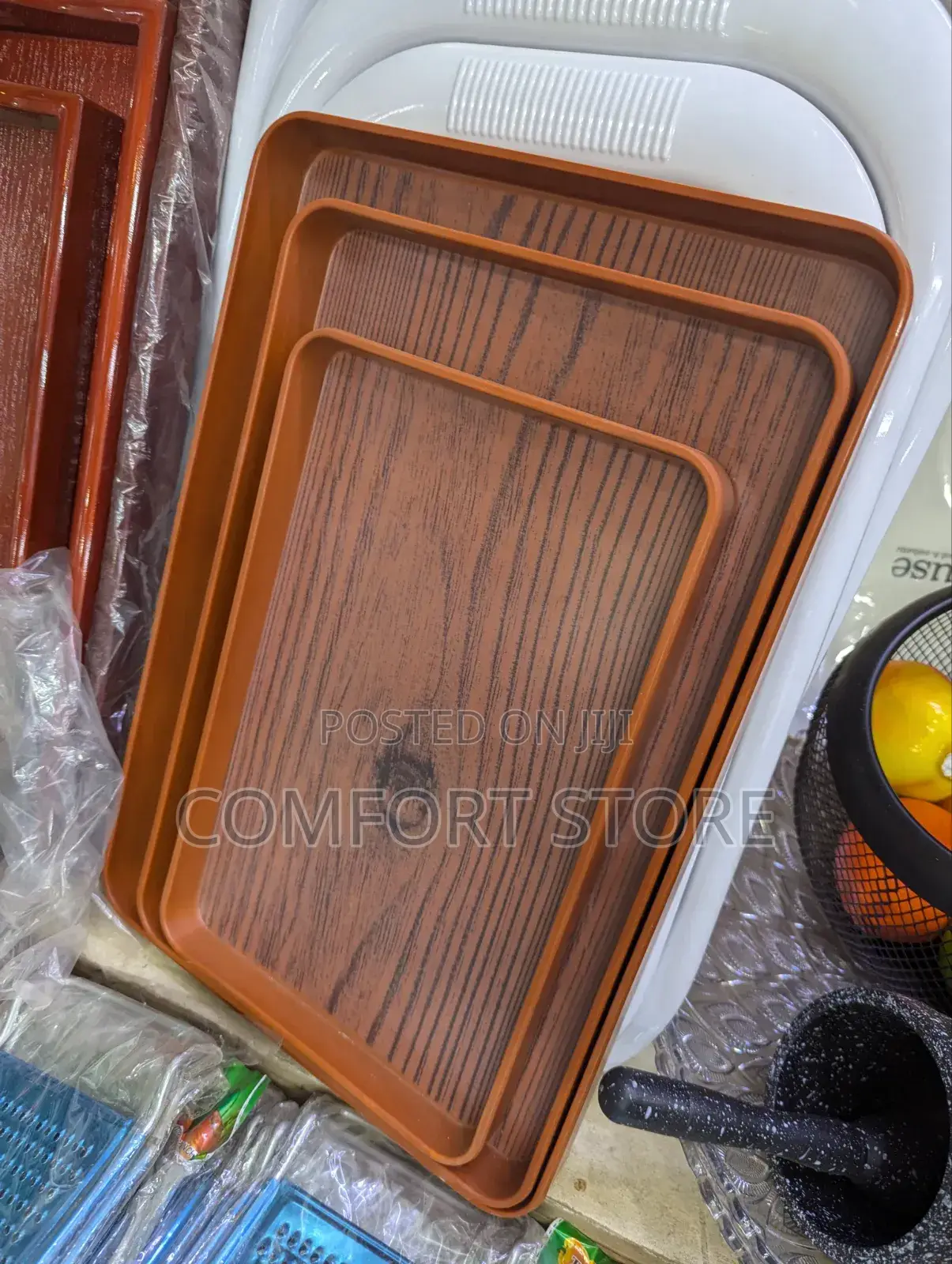 Classic Luxury Trays in a Wooden Color 3 Piece