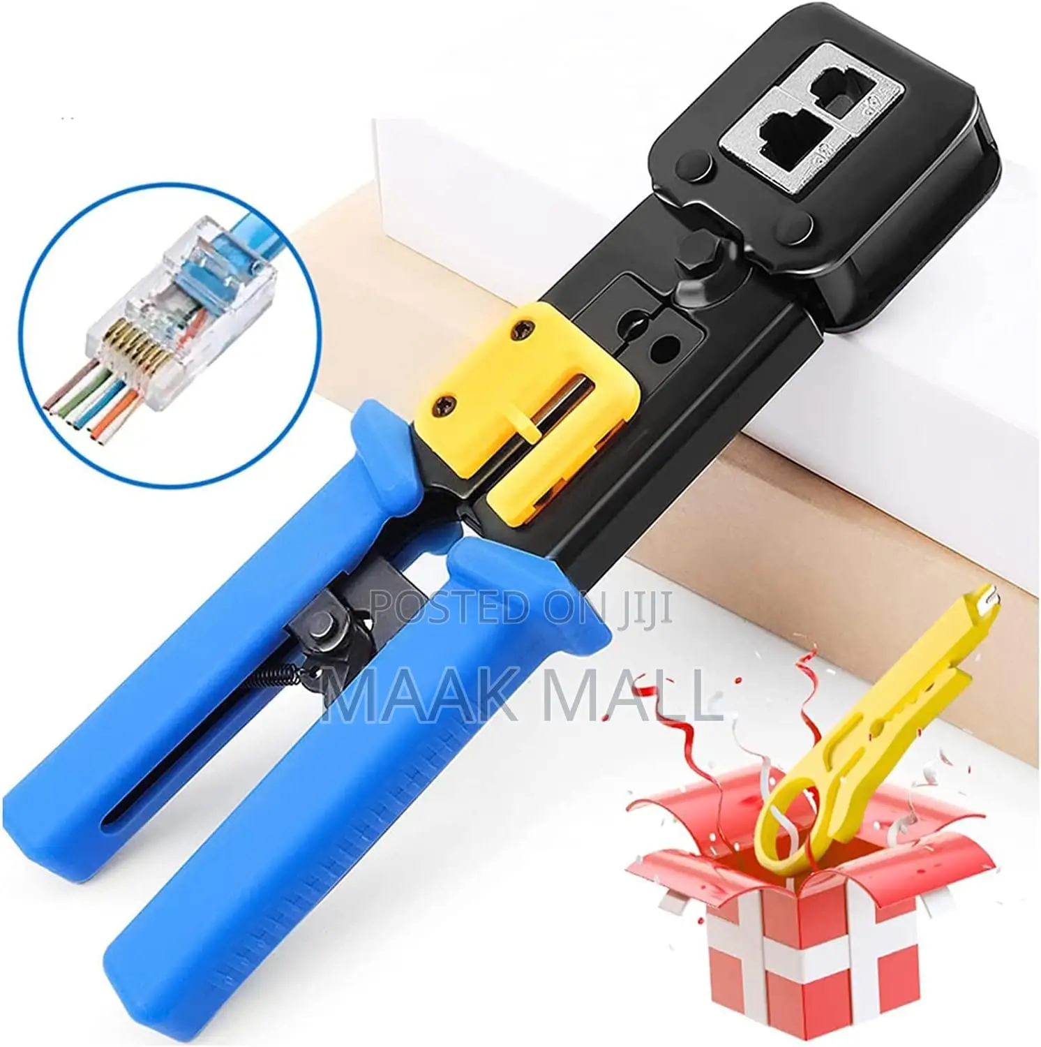 Rj45 Crimp Tool Pass Through Connector End With Cat6 Crimping Tool