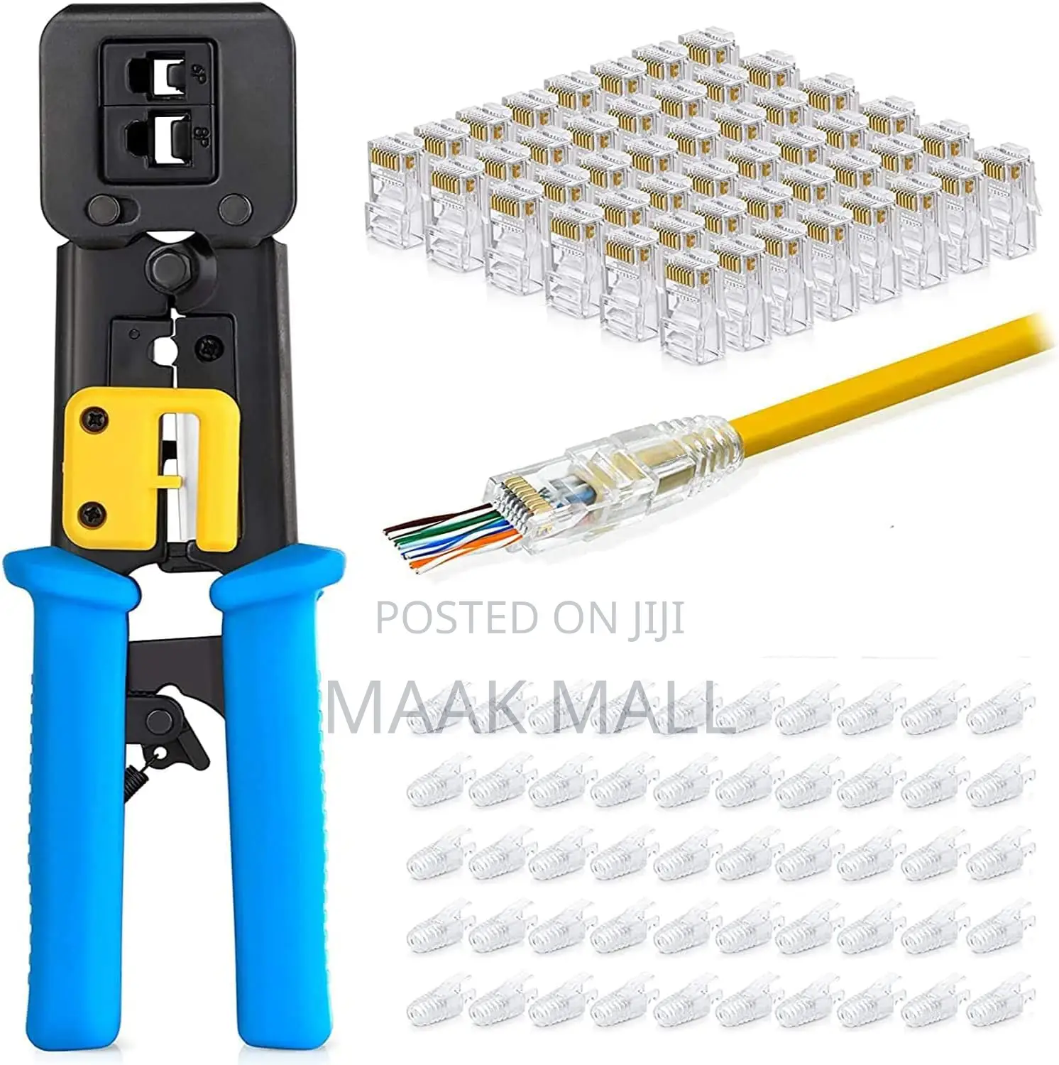 Rj45 Crimp Tool Pass Through Connector End With Cat6 Crimping Tool