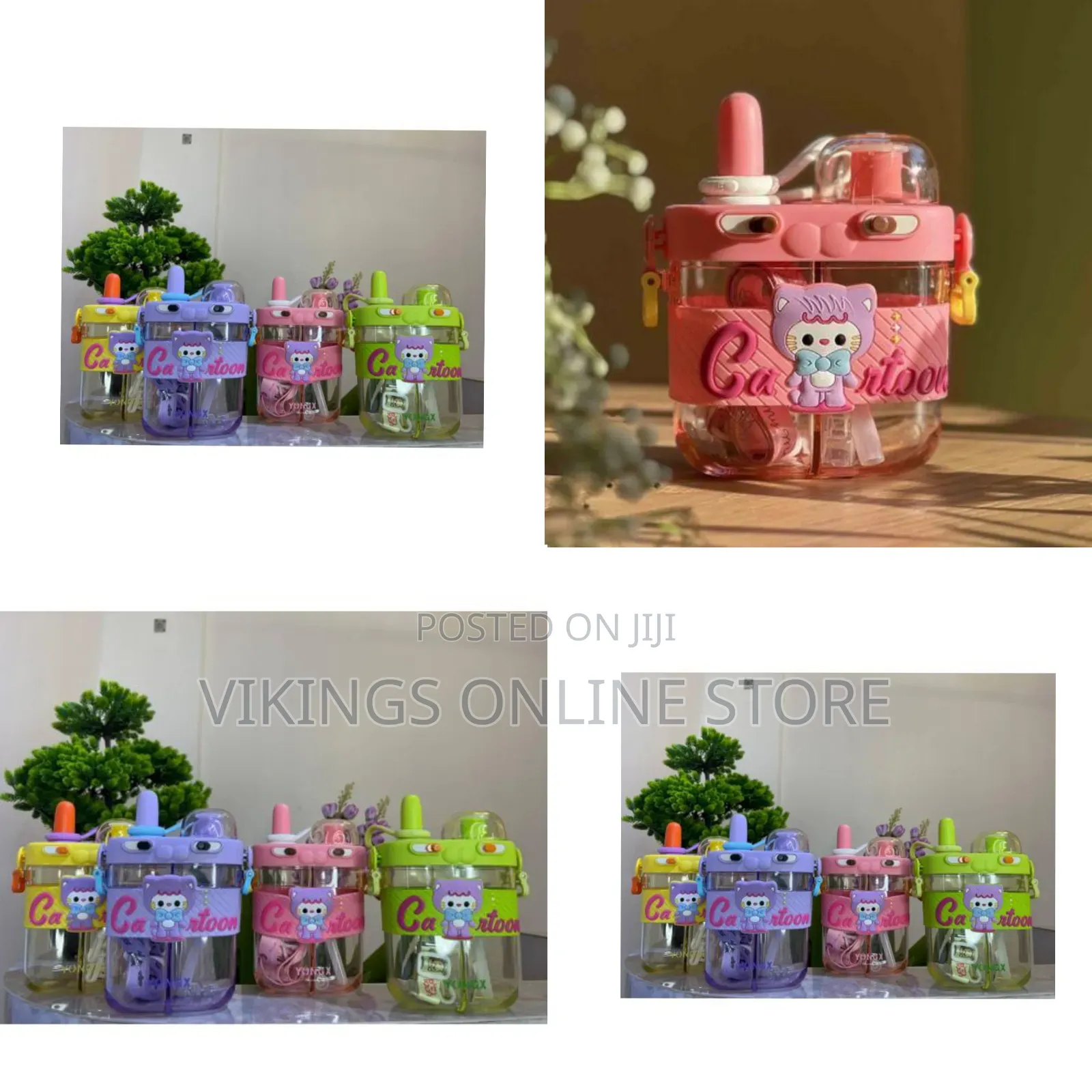 Fun Cartoon Character Dual-Spout Children's Water Bottles - Multicolor