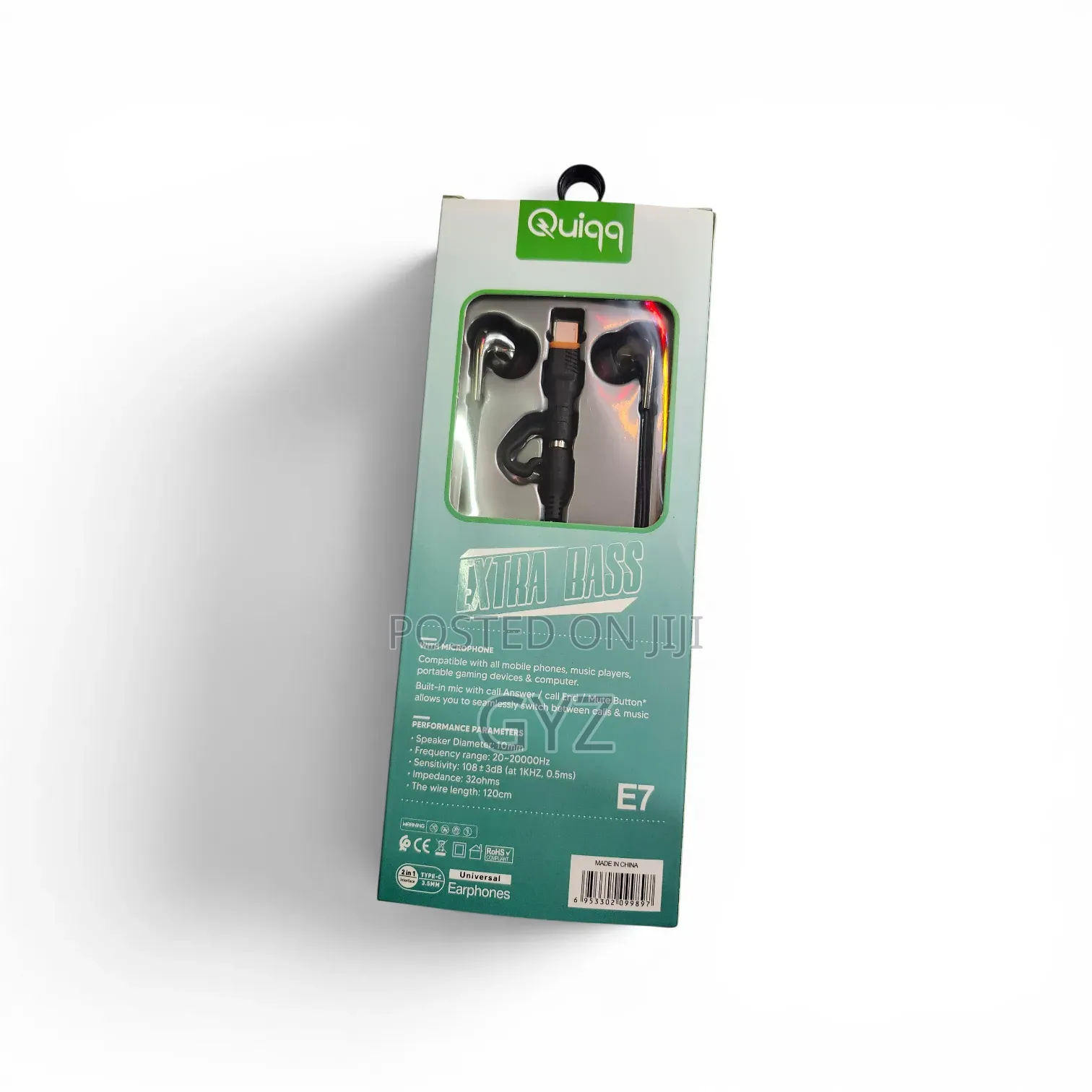 Quiqq Earphones 2 in 1 Typc and Aux Pin
