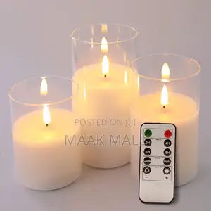 3 Piece Decor Candle Set With Remote Uses Aaa Batteries.