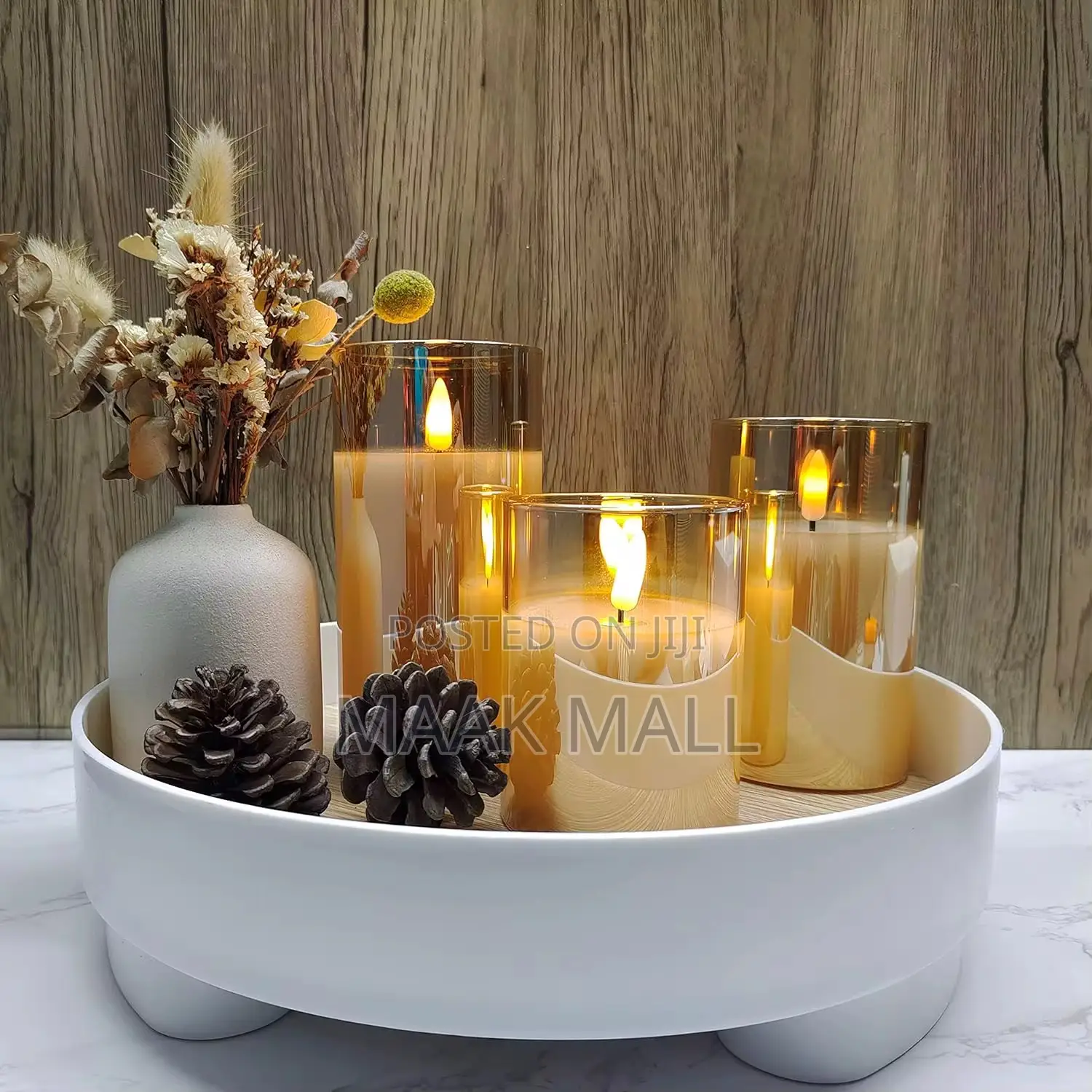 3 Piece Decor Candle Set With Remote Uses Aaa Batteries.
