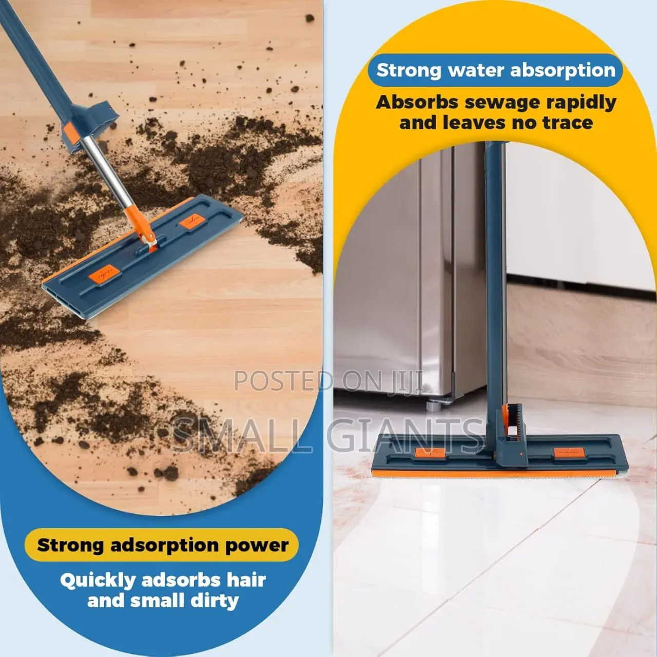 Microfiber Flat Mop and Foldable Bucket 360-Degree Rotating Head.