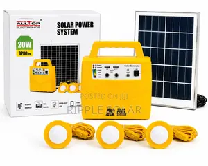 20w Portable Solar Home Lighting Kit 3 Bulbs Fm Radio Phone Charging