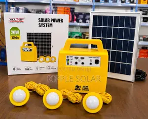 20w Portable Solar Home Lighting Kit 3 Bulbs Fm Radio Phone Charging