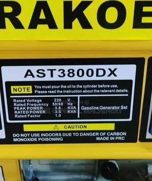 Astra Korea 3.8kva 3.5kw Gasoline/Petrol Powered Generators Key Start