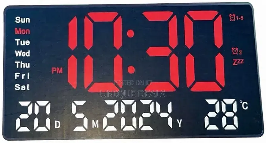 Led Digital Clock With Temperature Display, Calendar, Time and Alarm