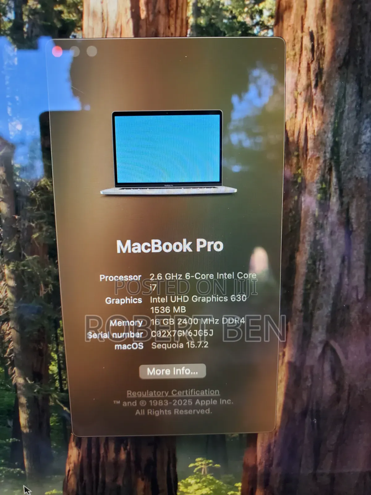 Laptop Apple MacBook 2018 16GB Intel Core i7 SSD 256GB