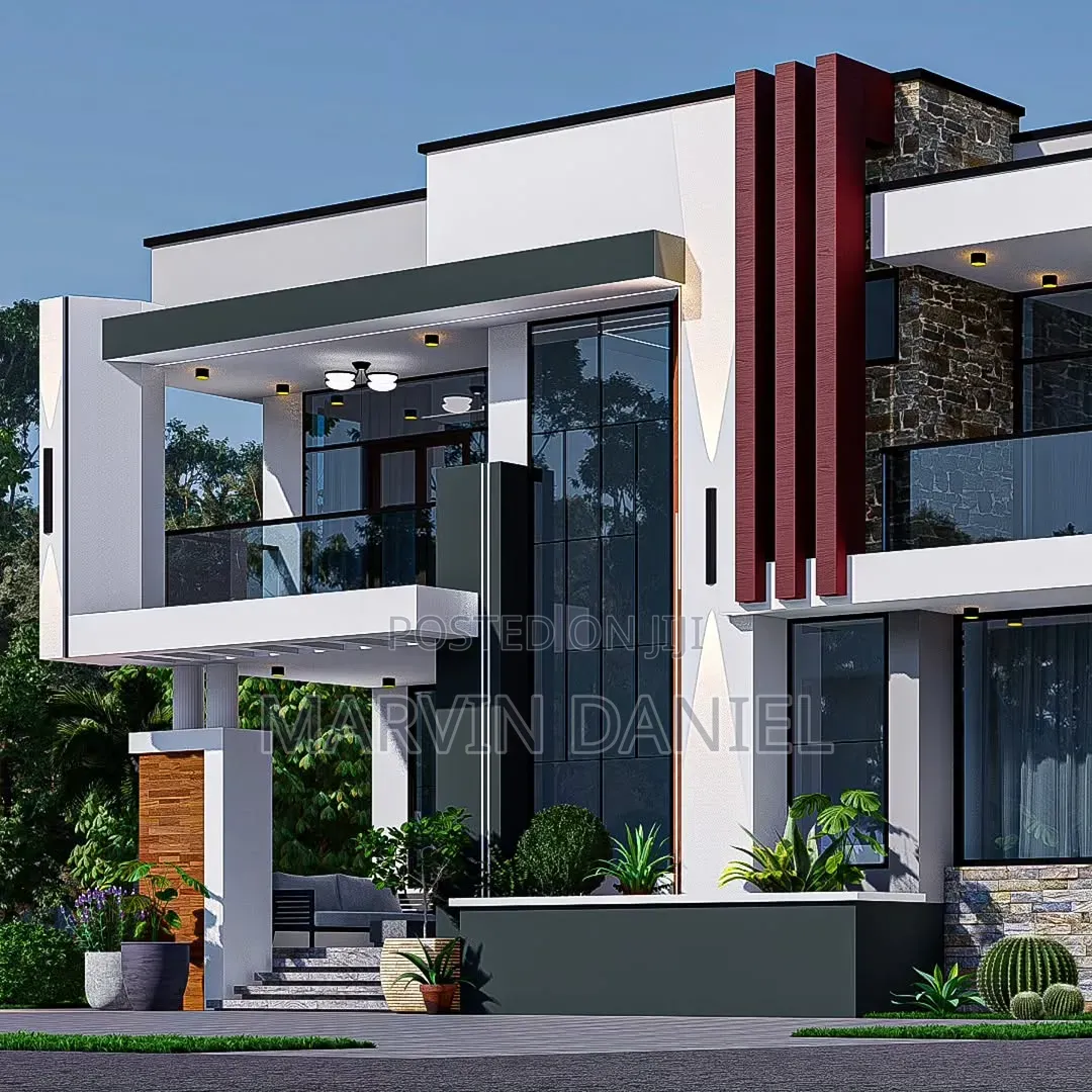 4bedrooms, Double Height Residential House Plan