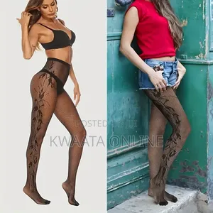 Lady's Fishnet Pantyhose Stocking Lace Tights, Pretty Rose on Side