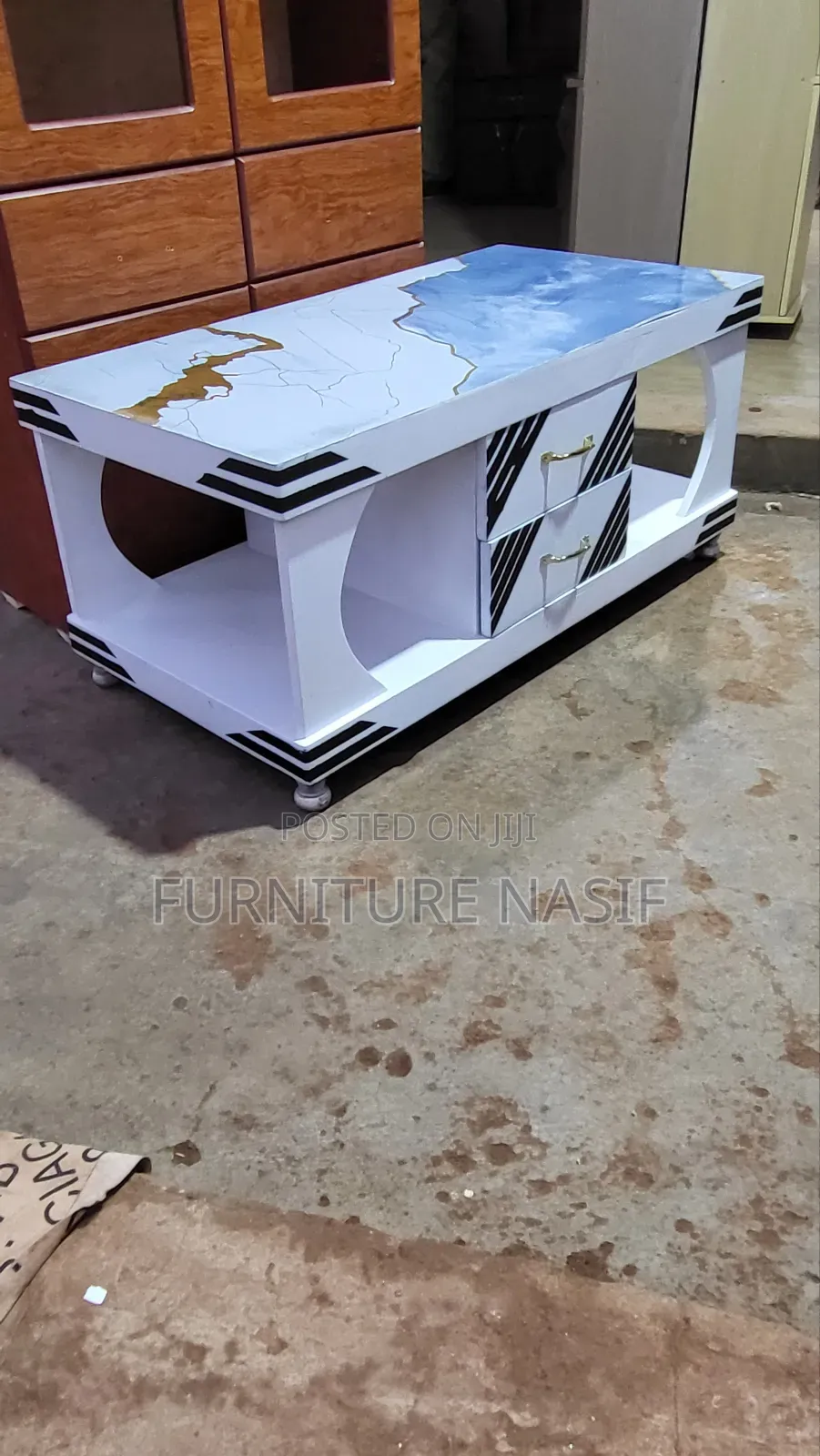 Center Table White and Topped Marble Plate Available Each