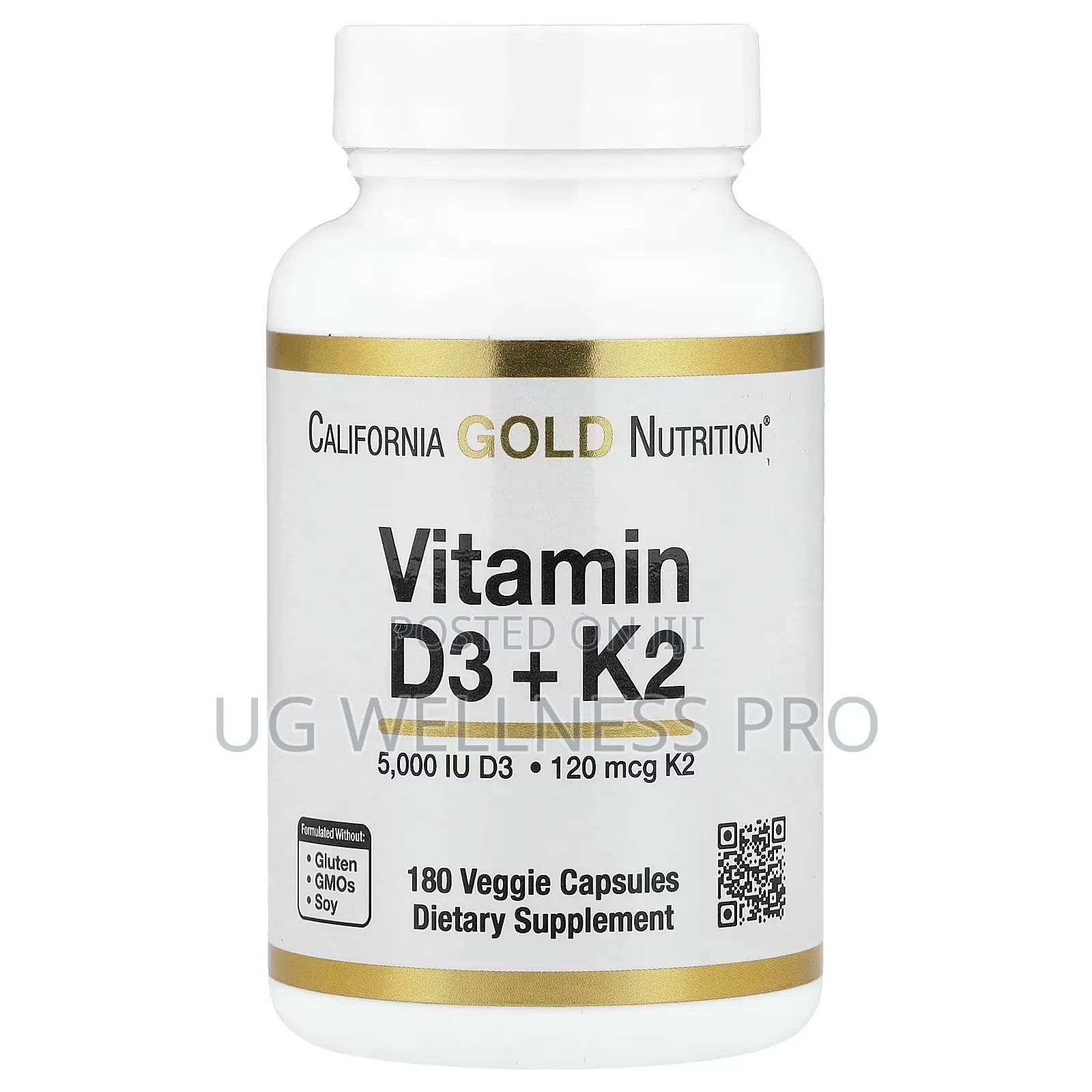 California Gold Nutrition Vitamin D3 + as Mk-7, 180 Veg Capsules