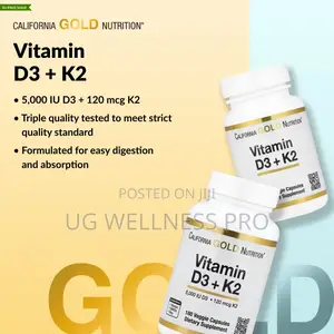 California Gold Nutrition Vitamin D3 + as Mk-7, 180 Veg Capsules