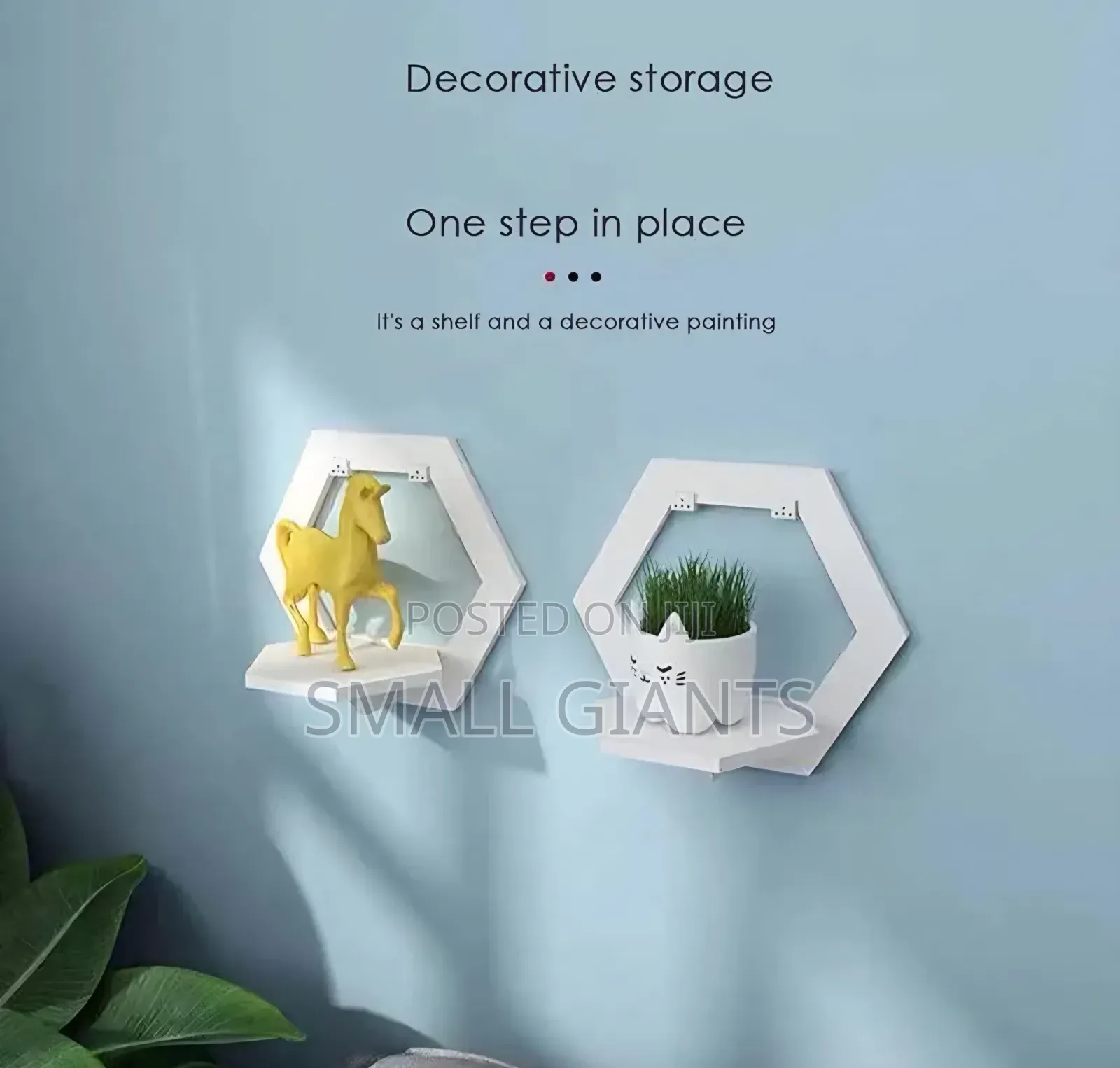White Geometric Floating Wall Shelf