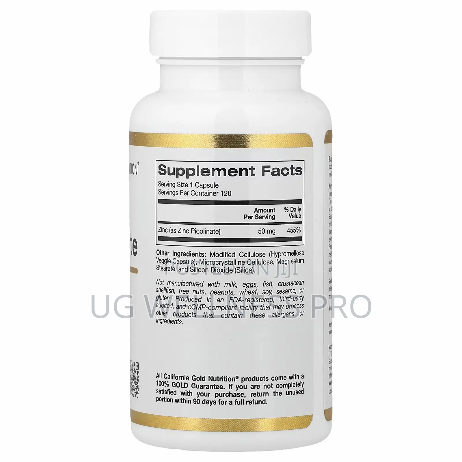 California Gold Nutrition Zinc Picolinate, 50 Mg, 120 Veg Capsules