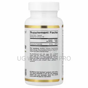 California Gold Nutrition Zinc Picolinate, 50 Mg, 120 Veg Capsules