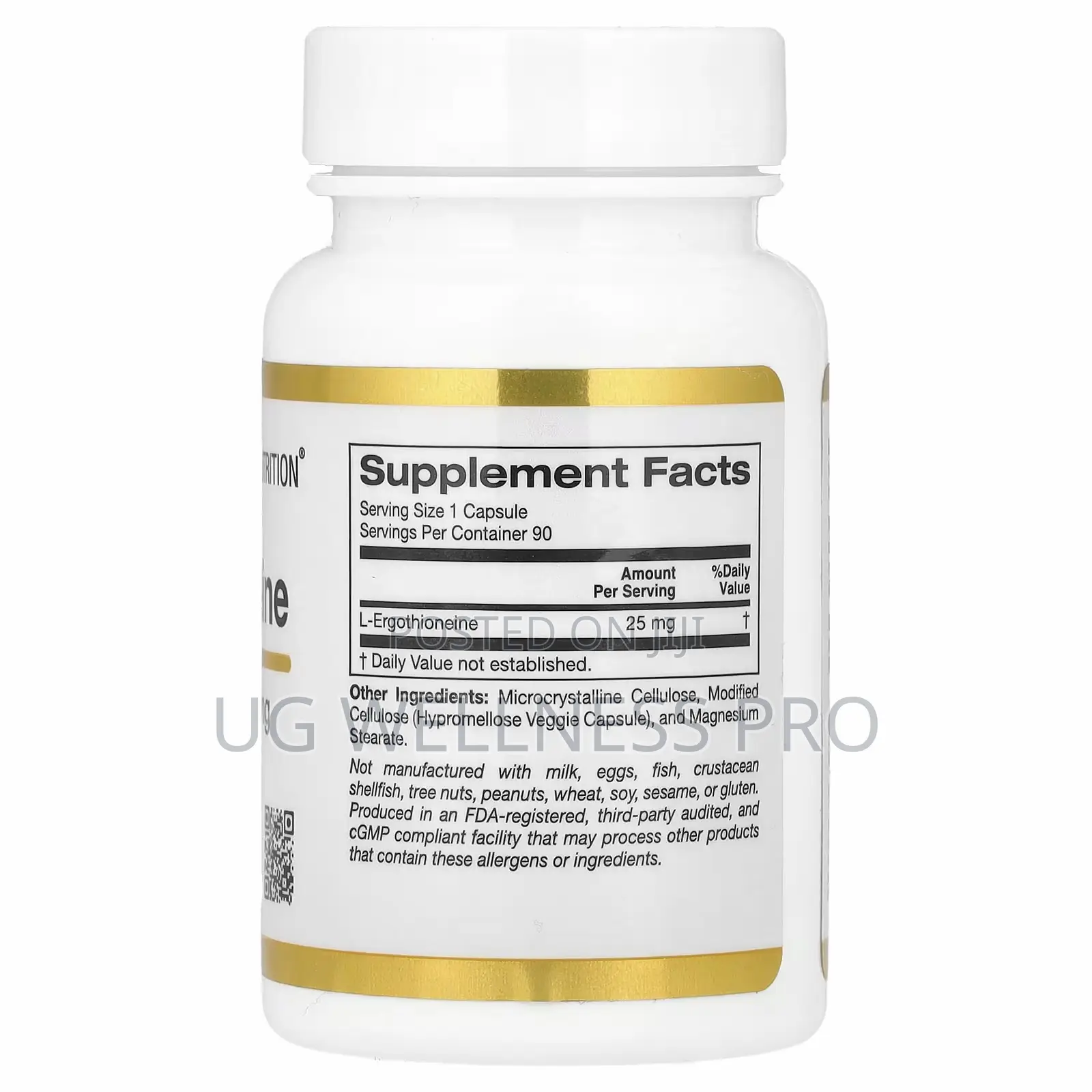 California Gold Nutrition Ergothioneine, 25 Mg, 90 Veg Capsules