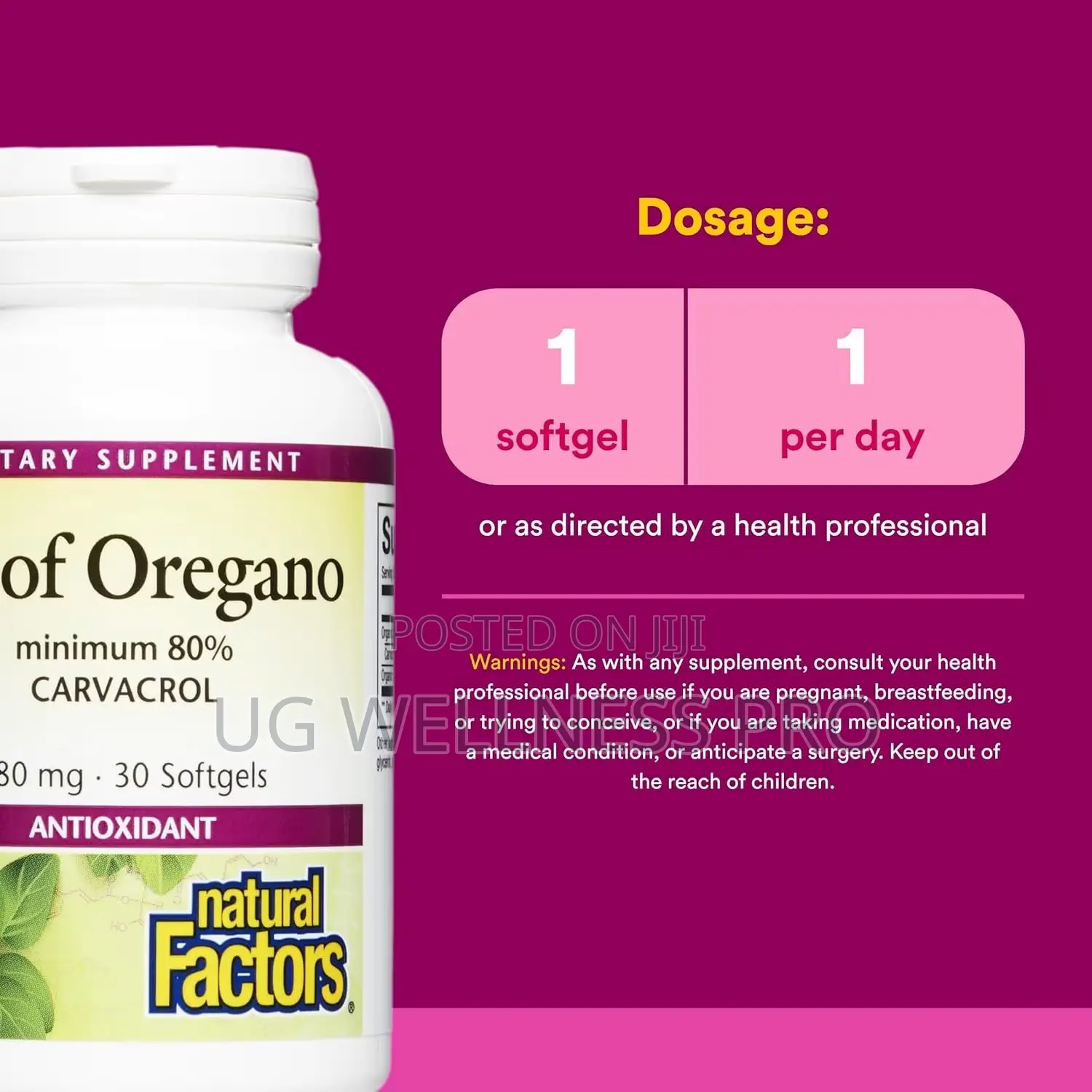 Natural Factors Oil of Oregano, 180 Mg, 30 Softgels