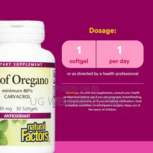 Natural Factors Oil of Oregano, 180 Mg, 30 Softgels