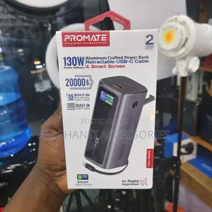 130w Promate Retractable Usb-C Cable and Smart Screen