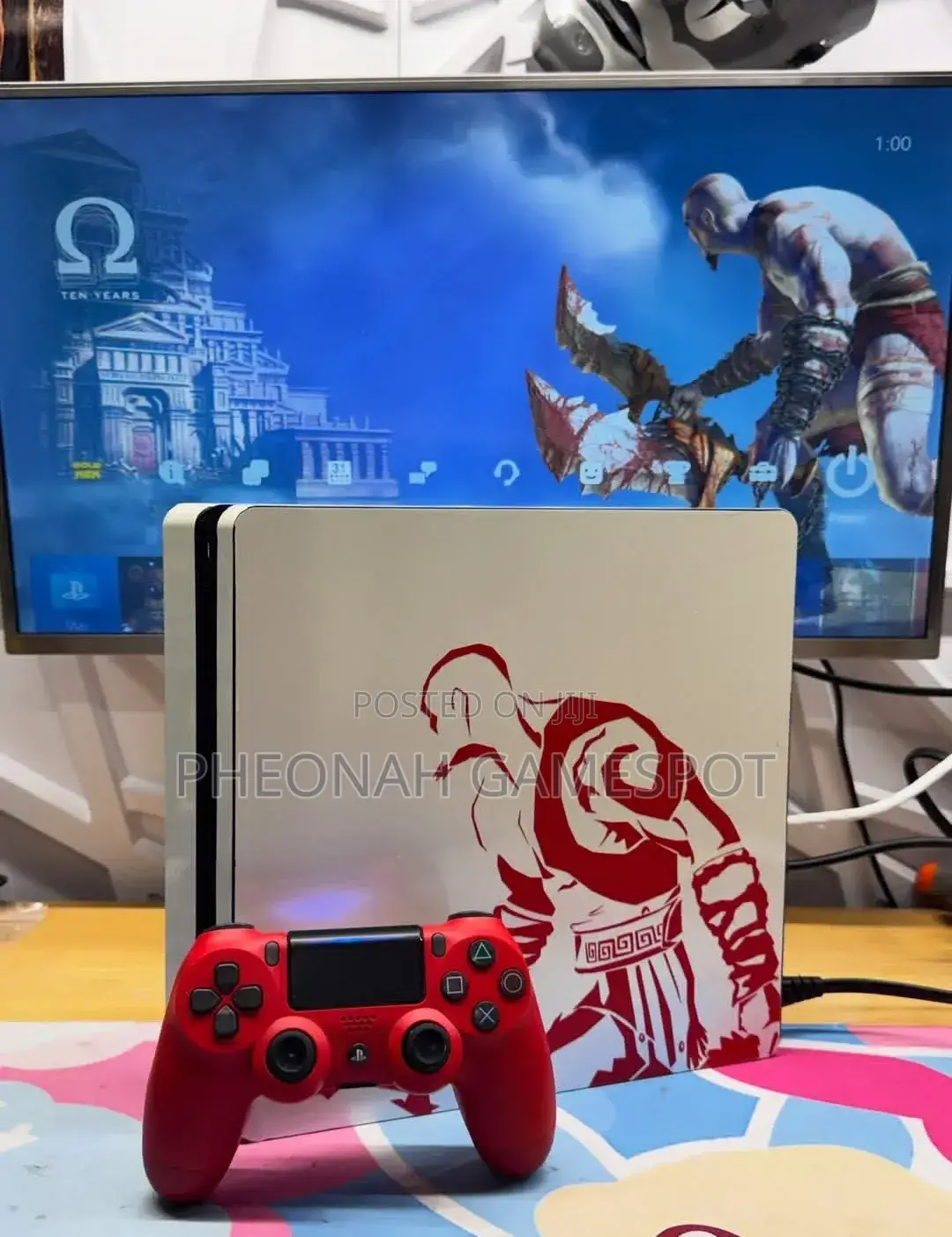 Ps4 Slim God of War Kratos Themed. Comes With 12 Games and 2 Pads