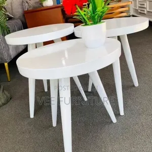 3-Piece White Nesting Tables Set – Modern Glossy Finish