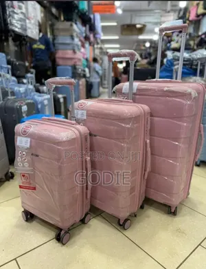 3-Piece Soft Rubber Suitcase Set Featuring an 8-Wheel Spinner Design.