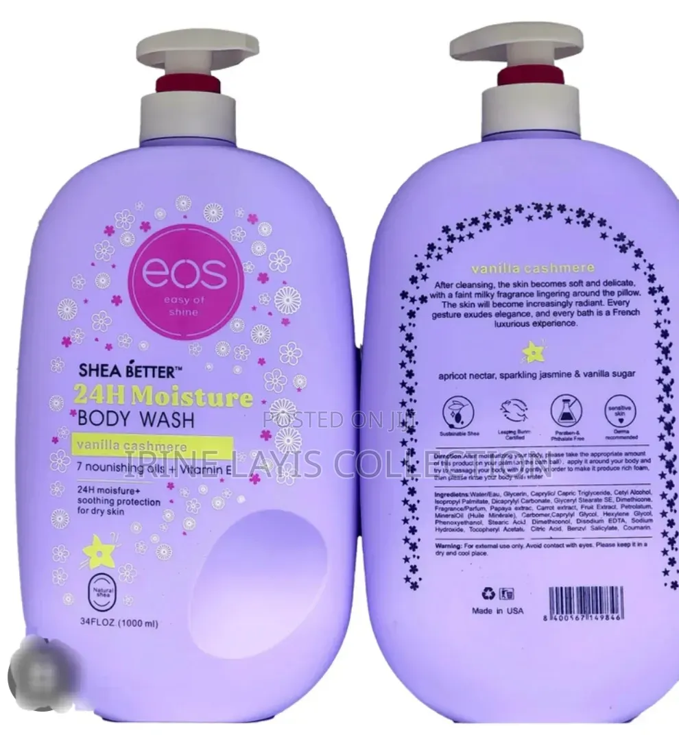 Eos Shea Better Vanilla Cashmere Body Wash.