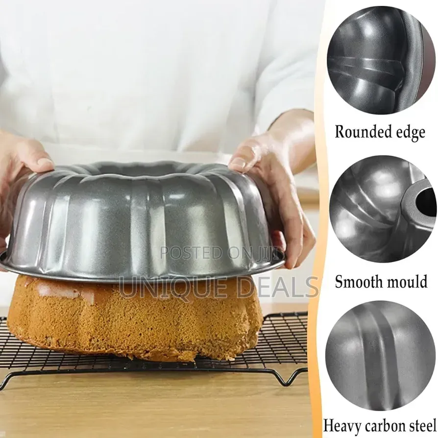 Non-Stick Cake Pan, Heavy Duty Carbon Steel Fluted Tube