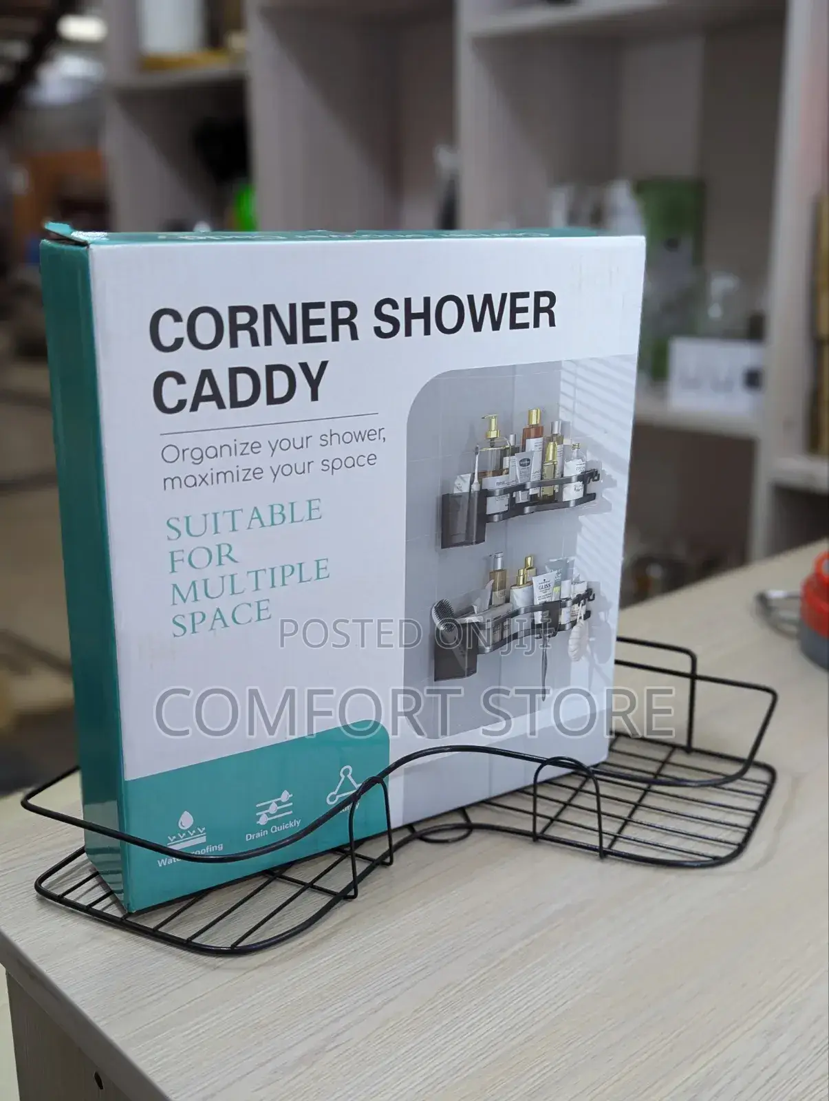 Bathroom Corner Shower Caddy Single Tier Space Saving