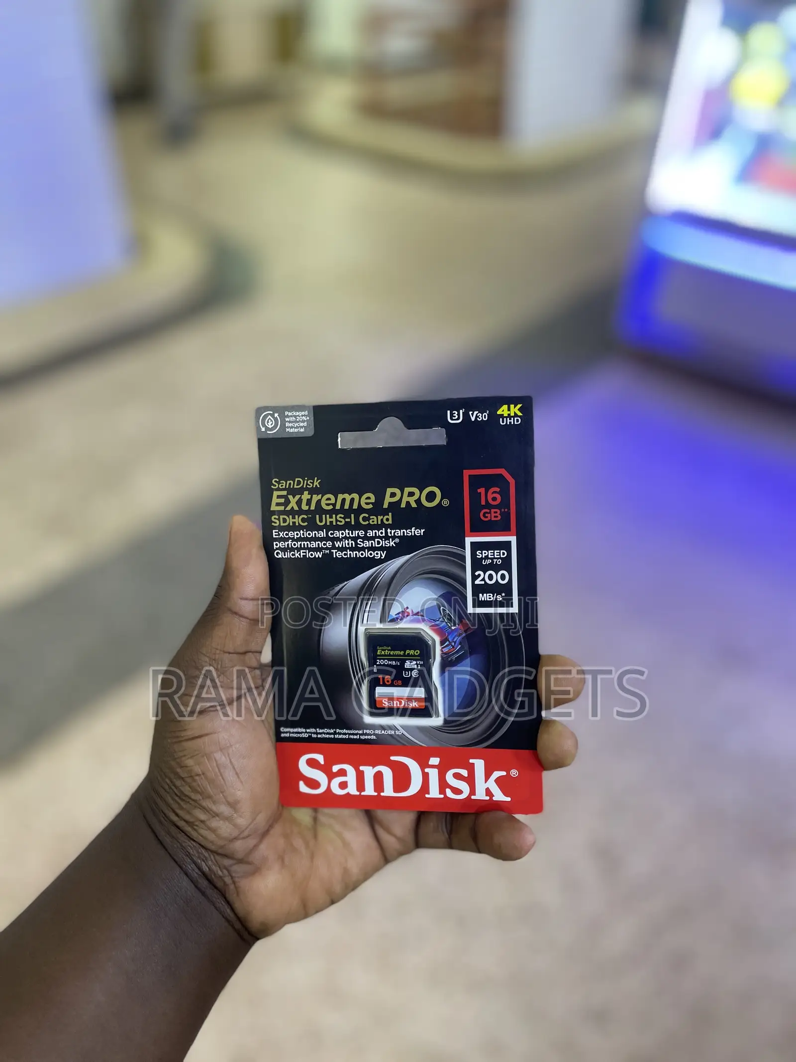 Sandisk Extreme Pro SDHC Uhs-I Cardcapacity of 16gb.