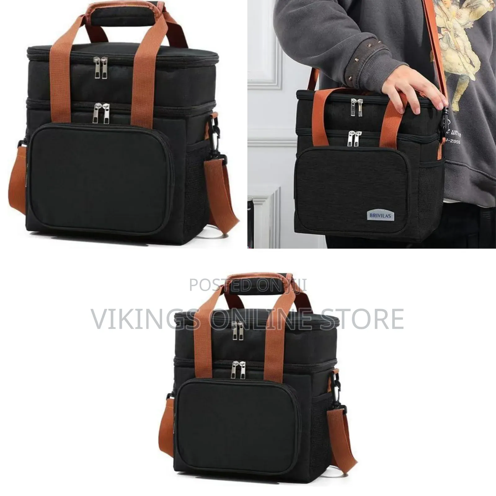 Brivilas Dual-Compartment Insulated Lunch Bag / Cooler Bag -Multicolor