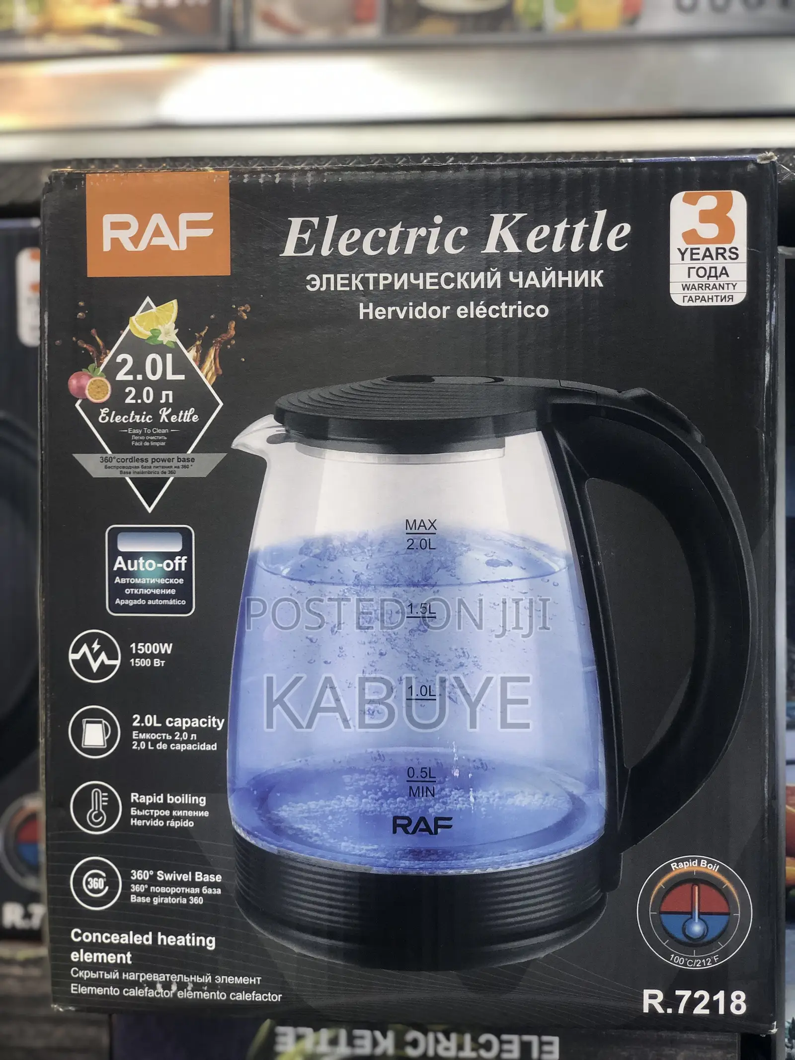 Raf 2.0l Electric Glass Kettle