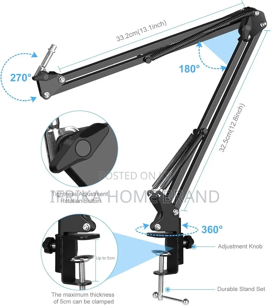 Condenser Microphone Kit, 3.5mm Interface Studio Condenser Mic Stand