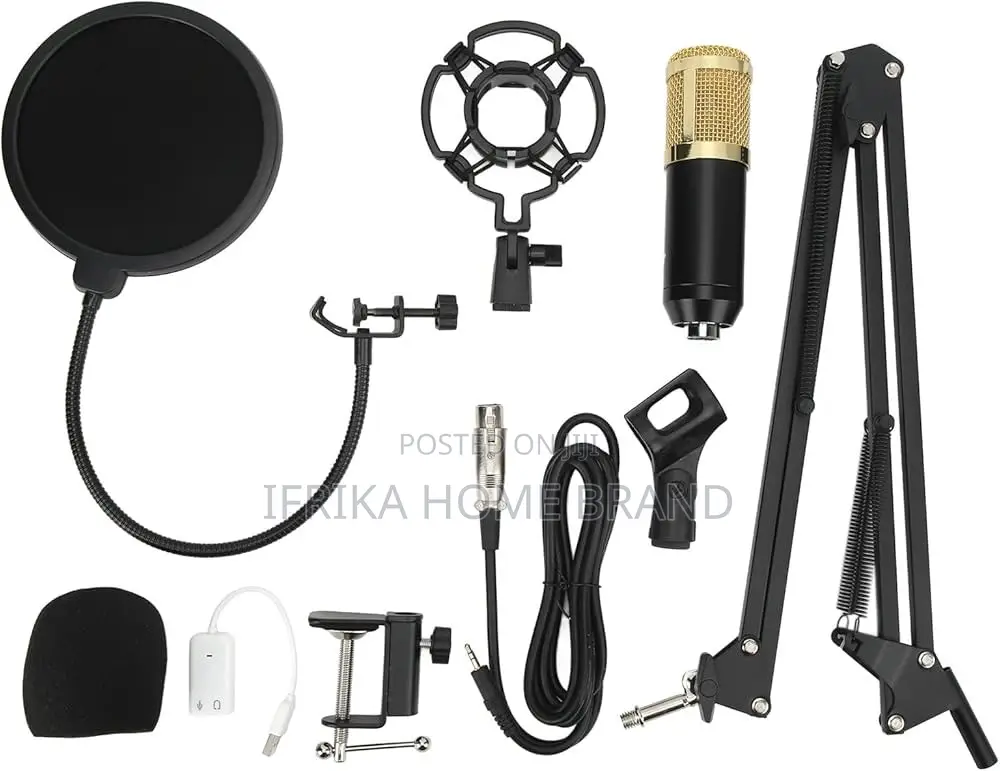 Condenser Microphone Kit, 3.5mm Interface Studio Condenser Mic Stand