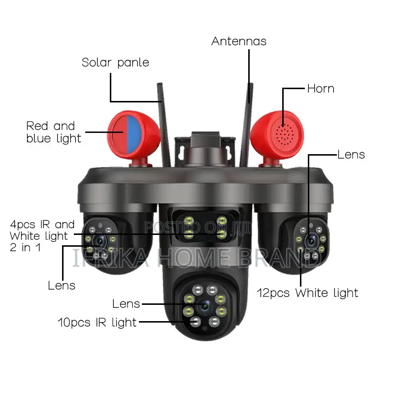 4g Triple-Lens Solar-Powered Security Camera System