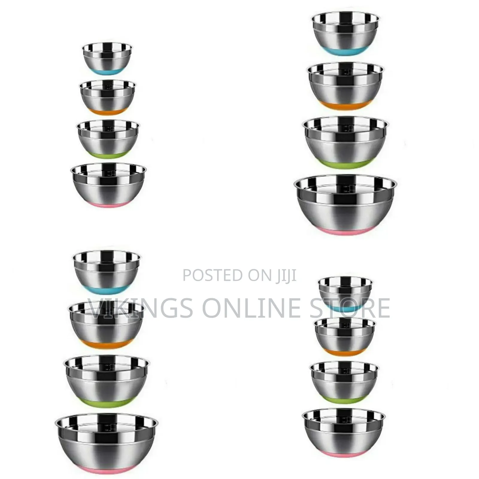 4pc Kitchen Steel Mixing Bowls for Baking Cooking Salad Fruits
