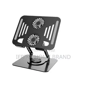 Aluminum Alloy Laptop Stand With 360° Rotation and Dual Cooling Fans.