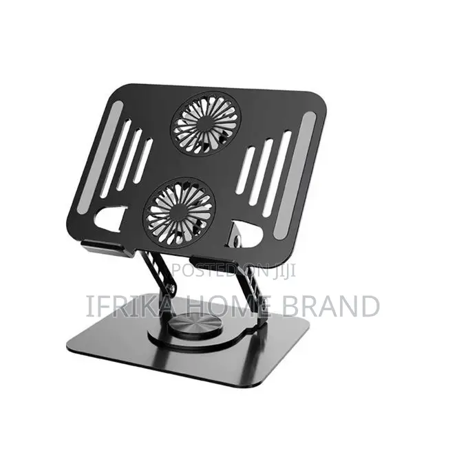 Aluminum Alloy Laptop Stand With 360° Rotation and Dual Cooling Fans.
