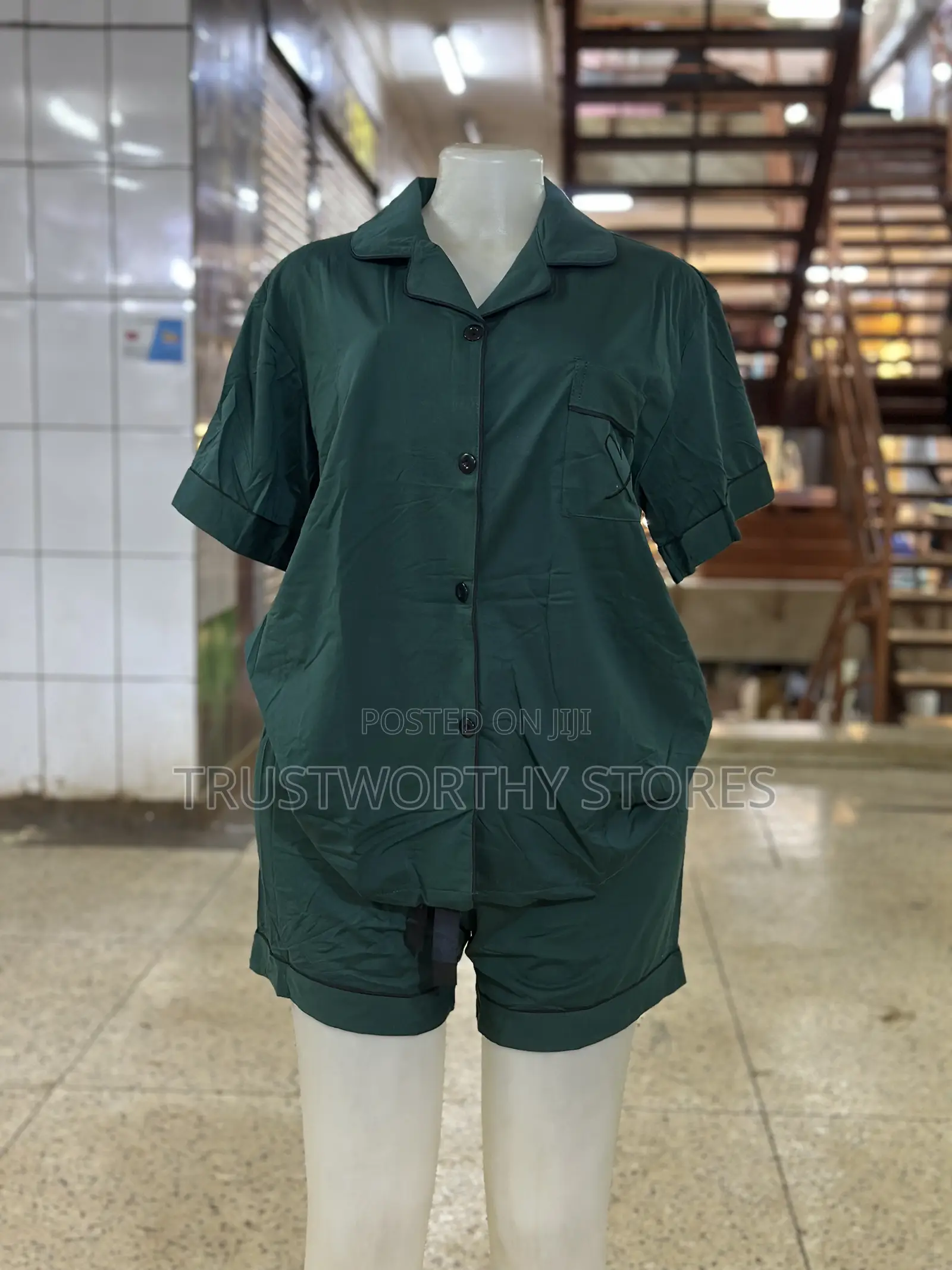 Green Short Sleeved Pajama - Cotton