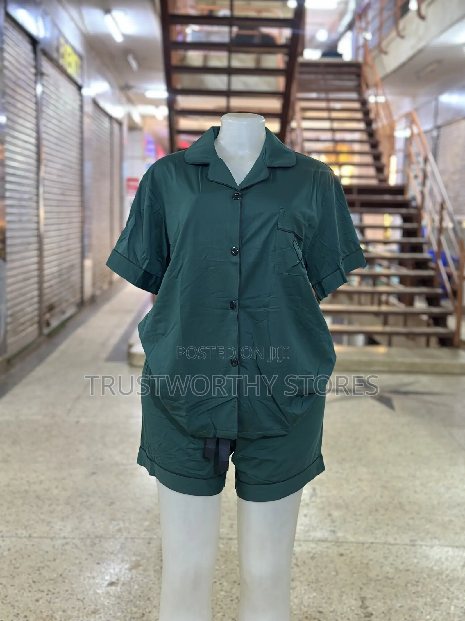 Green Short Sleeved Pajama - Cotton