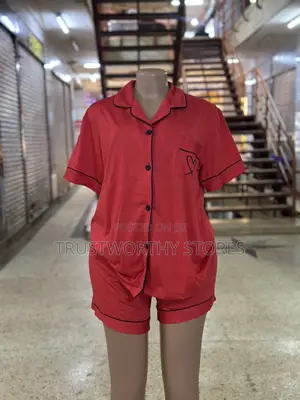 Red Short Sleeved Nightwear - Cotton