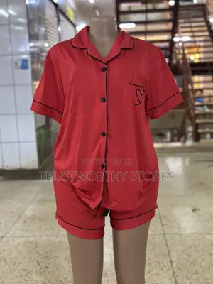 Red Short Sleeved Nightwear - Cotton