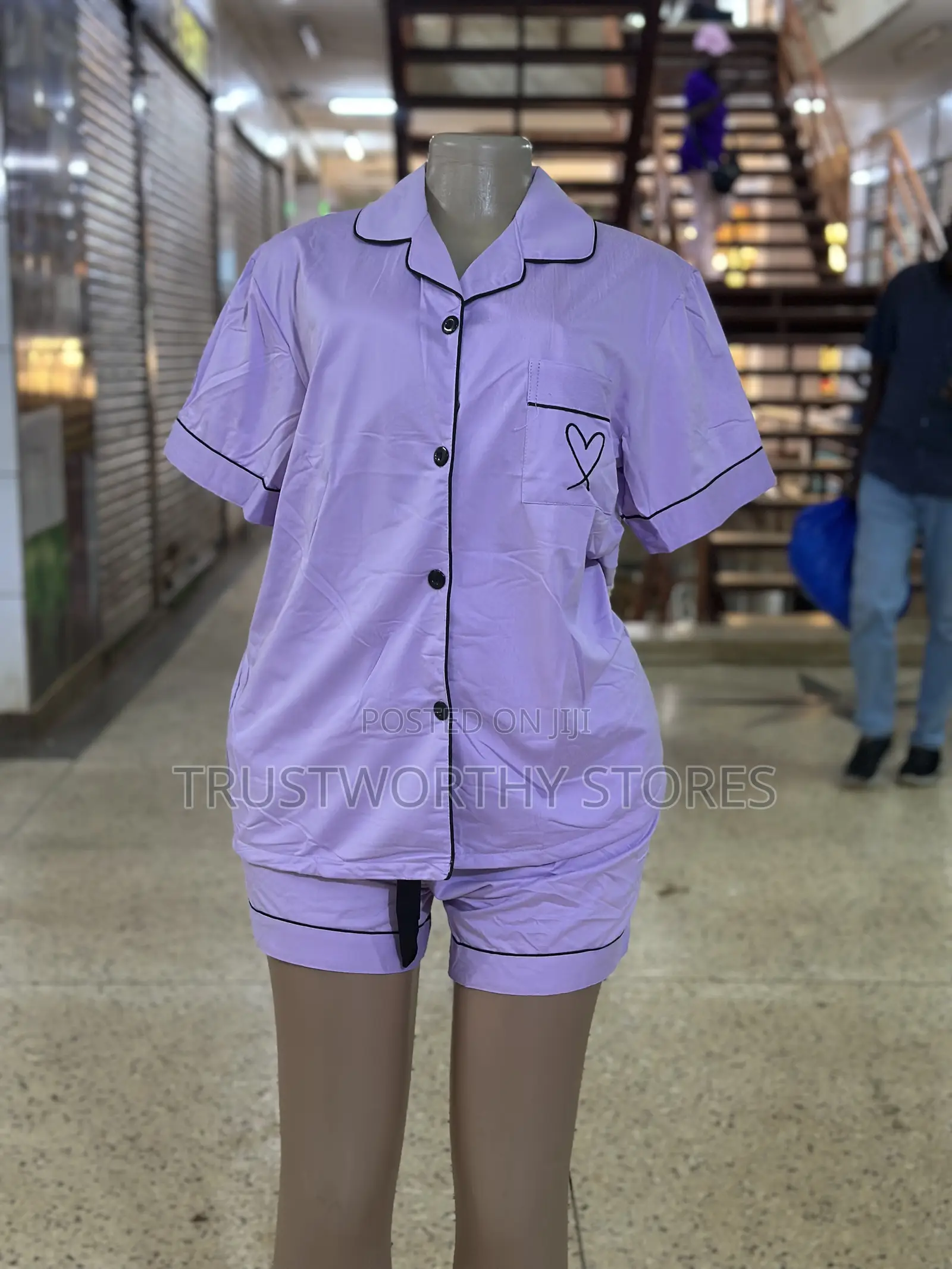 Purple Short Sleeved Cotton Pajama - Xl