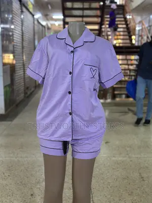 Purple Short Sleeved Cotton Pajama - Xl
